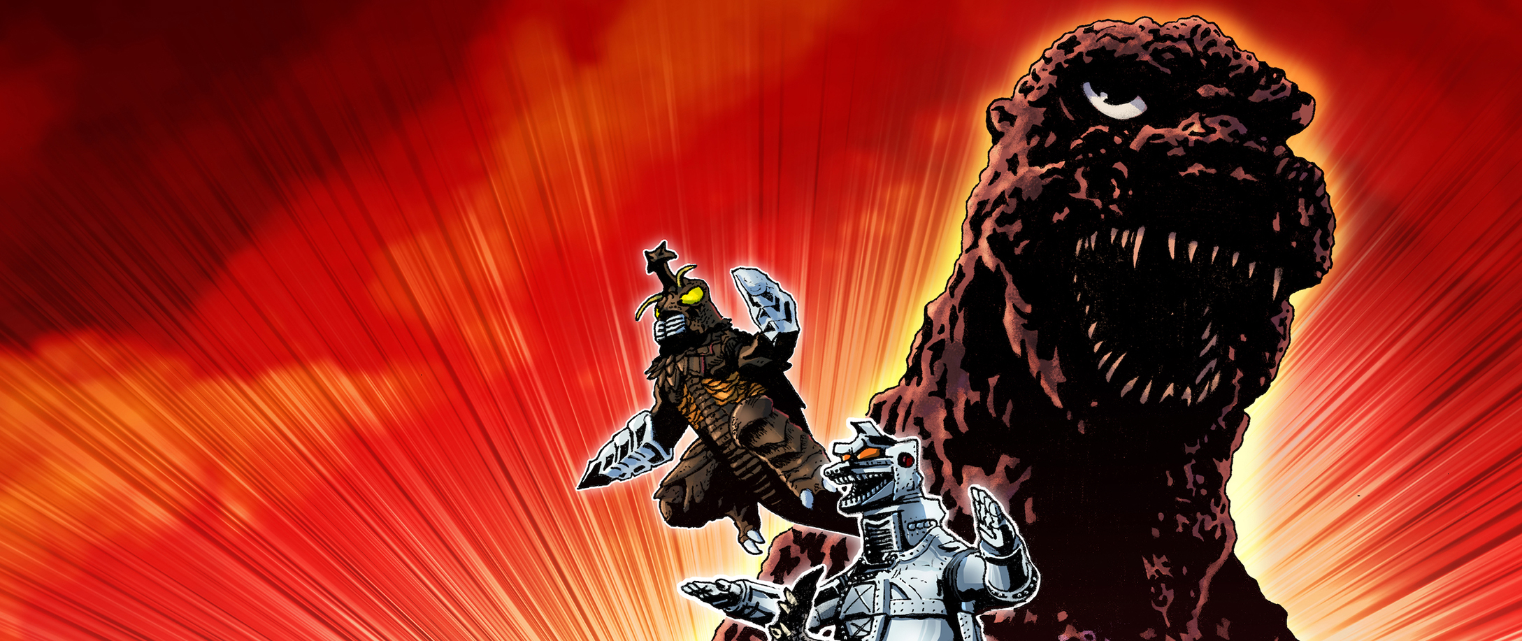 Poster image featuring comic book artwork of Godzilla.